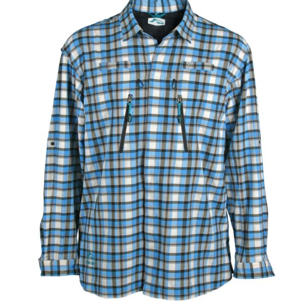 Ultra Light Stretch 2-pocket blue check shirt