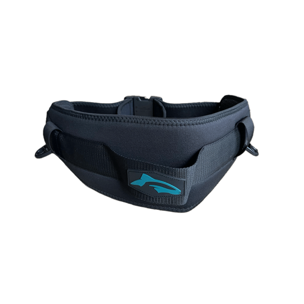 Wading belt with front landing net holder