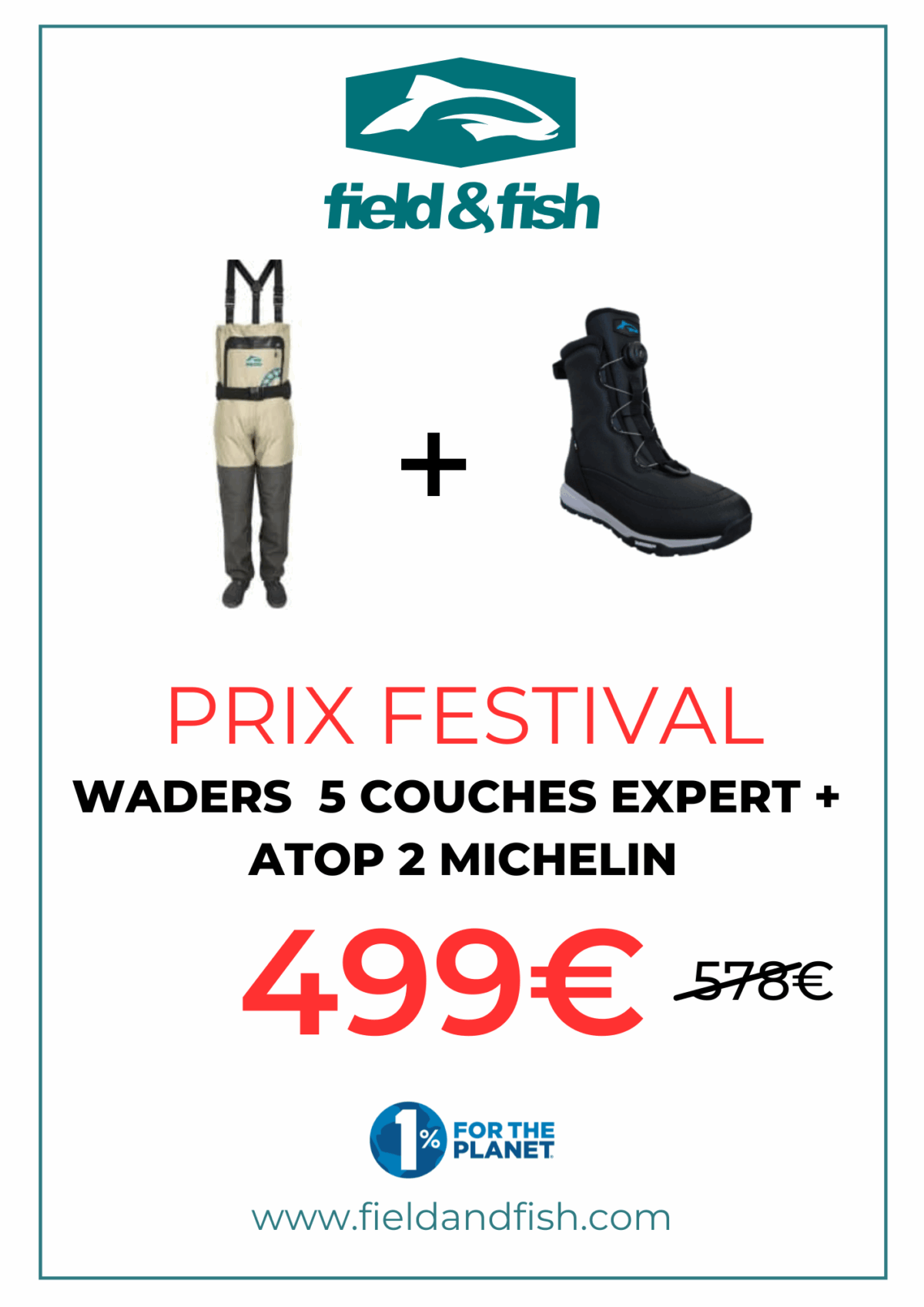 Combo waders respirant 5 couches expert II + Chaussures de wading ATOP 2 SbM